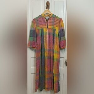 Vintage Saybury Indian Cotton Hand Loomed Maxi Kaftan Dress